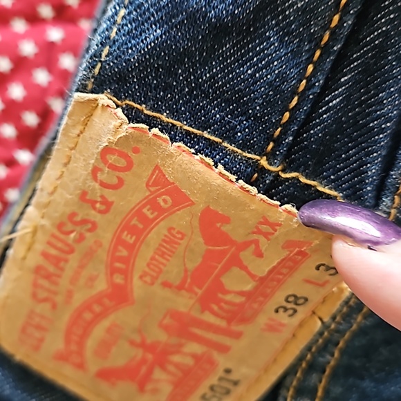 Levi's original button fly 501 jeans straight leg size 38x34 - Picture 3 of 10